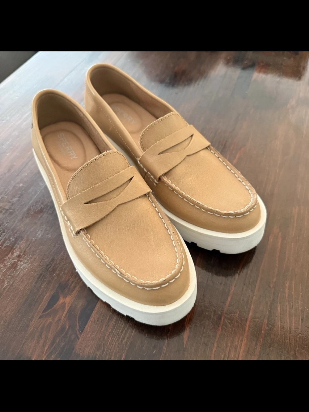 Sperry Chunky Leather Tan Penny Loafer Size 5 Womens Shoes